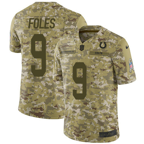 Colts #9 Nick Foles Camo Youth Stitched Limited 2018 Salute To Service Jersey