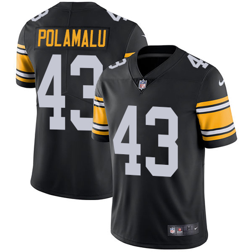 Steelers #43 Troy Polamalu Black Alternate Men's Stitched Vapor Untouchable Limited Jersey