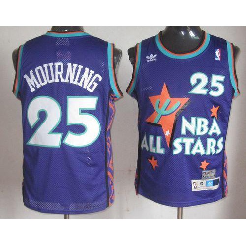 Charlotte Hornets #25 Alonzo Mourning Purple 1995 All-Star Throwback Stitched Jersey Mens
