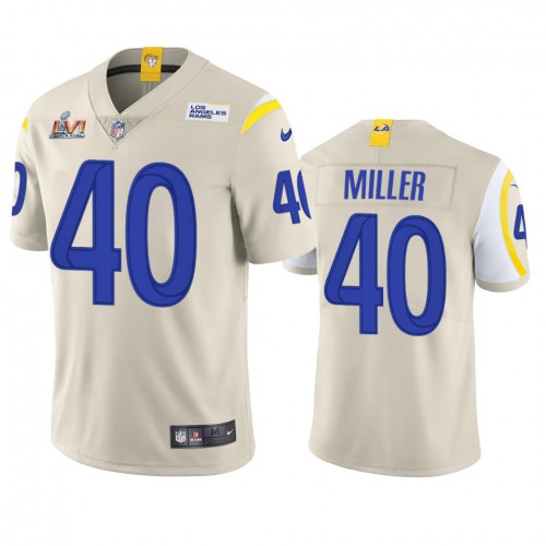Los Angeles Los Angeles Rams #40 Von Miller Men's Super Bowl LVI Patch Vapor Limited Jersey - Bone Men's