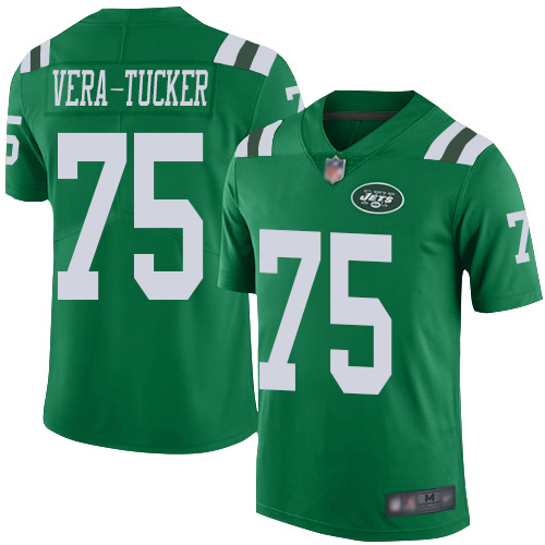 New York Jets #75 Alijah Vera-Tucker Green Men's Stitched Limited Rush Jersey Men's