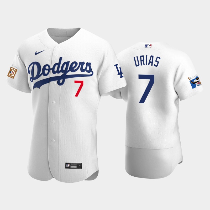 Los Angeles Dodgers #7 Julio Urias Men's Jackie Robinson 75th Anniversary Authentic Jersey - White