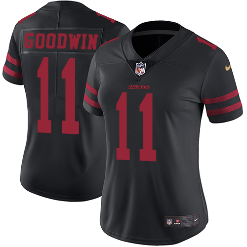 San Francisco 49ers #11 Marquise Goodwin Black Alternate Women's Stitched Vapor Untouchable Limited Jersey Womens