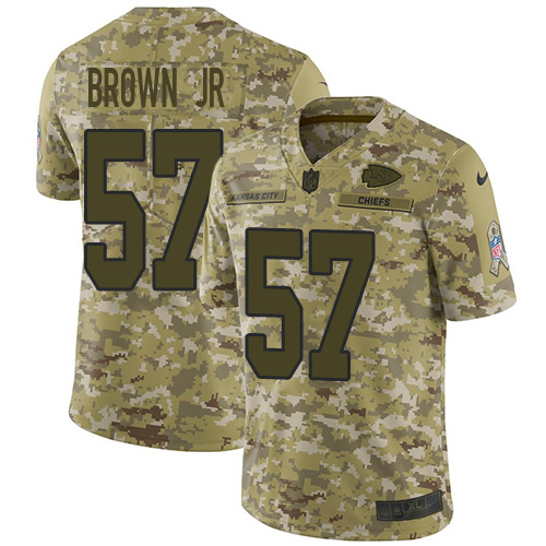 Kansas City Chiefs #57 Orlando Brown Jr. Camo Men's Stitched Limited 2018 Salute To Service Jersey Men's