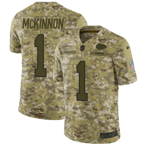 Chiefs #1 Jerick McKinnon Camo Youth Stitched Limited 2018 Salute To Service Jersey
