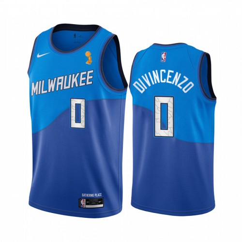 Milwaukee Bucks #0 Donte DiVincenzo Womens 2021 Finals Champions City Edition Jersey Blue Womens