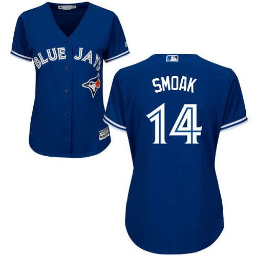 Toronto Blue Jays #14 Justin Smoak Blue Alternate Women's Stitched Jersey Womens
