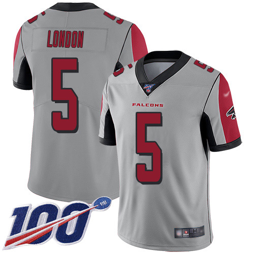 Falcons #5 Drake London Silver Men's Stitched Limited Inverted Legend 100th Season Jersey