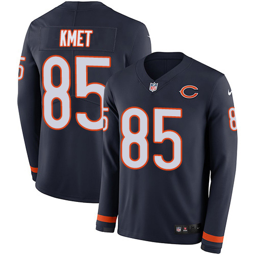 Chicago Bears #85 Cole Kmet Navy Blue Team Color Youth Stitched Limited Therma Long Sleeve Jersey Youth