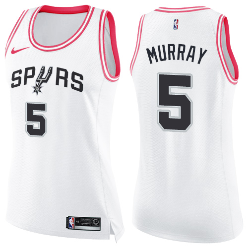 San Antonio Spurs #5 Dejounte Murray White/Pink Womens Swingman Fashion Jersey Womens