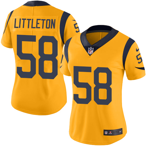 Los Angeles Rams #58 Cory Littleton Gold Women's Stitched Limited Rush Jersey Womens