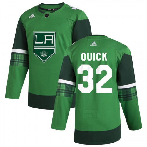 Los Angeles Los Angeles Kings #32 Jonathan Quick Men's Adidas 2020 St. Patrick's Day Stitched Jersey Green.jpg.jpg Men's