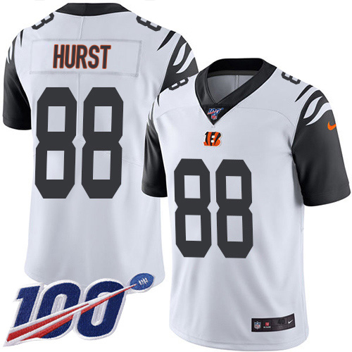 Bengals #88 Hayden Hurst White Men's Stitched Limited Rush 100th Season Jersey