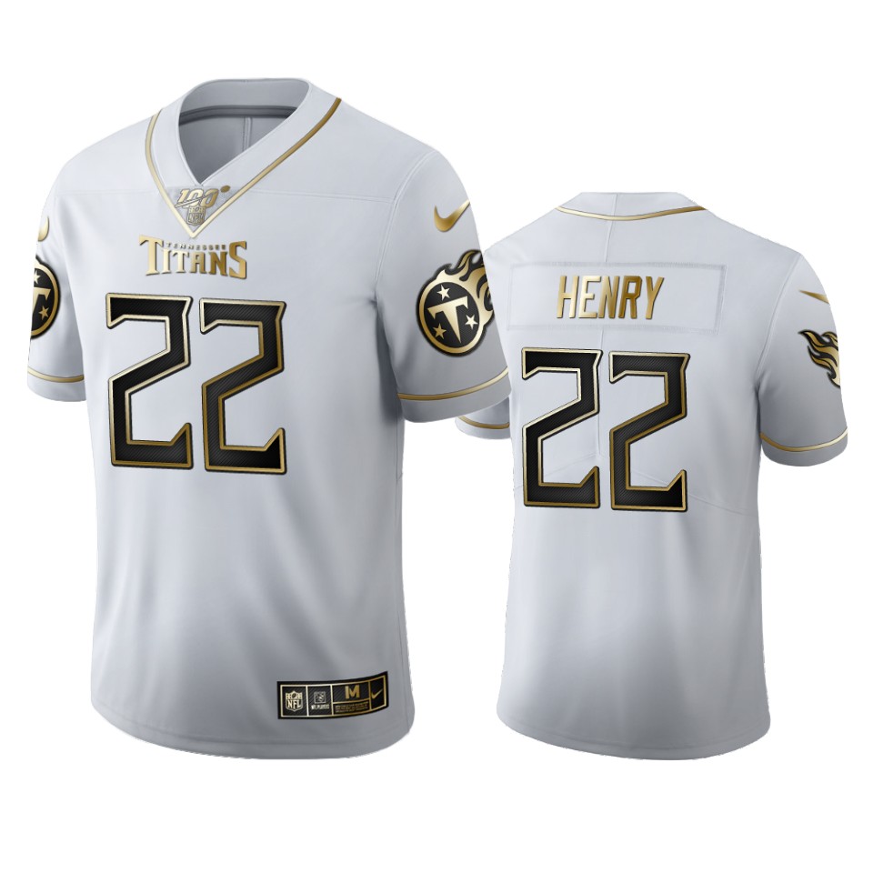 Tennessee Titans #22 Derrick Henry Men's White Golden Edition Vapor Limited 100 Jersey