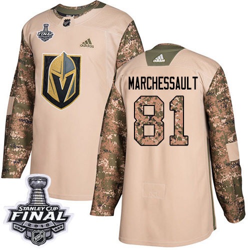 Adidas Golden Vegas Golden Knights #81 Jonathan Marchessault Camo Authentic 2017 Veterans Day 2018 Stanley Cup Final Stitched Youth Jersey Youth