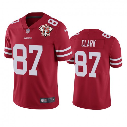 San Francisco 49ers #87 Dwight Clark Red Men's 75th Anniversary Stitched Vapor Untouchable Limited Jersey Men's