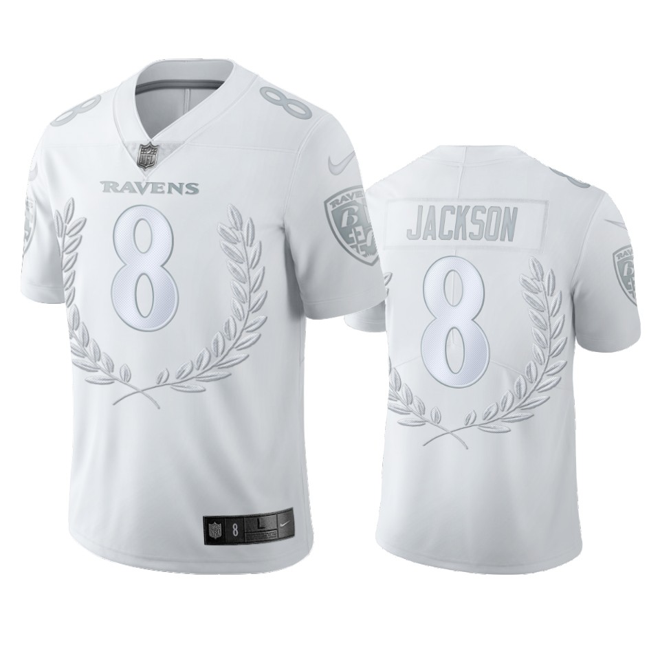 Baltimore Ravens #8 Lamar Jackson Men''S Platinum MVP Limited Edition Jersey