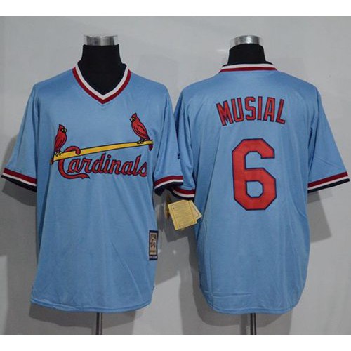 St.Louis Cardinals #6 Stan Musial Blue Cooperstown Throwback Stitched Jersey Men's