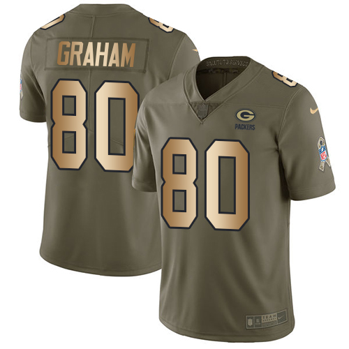 Green Bay Packers #80 Jimmy Graham Olive/Gold Youth Stitched Limited 2017 Salute to Service Jersey Youth