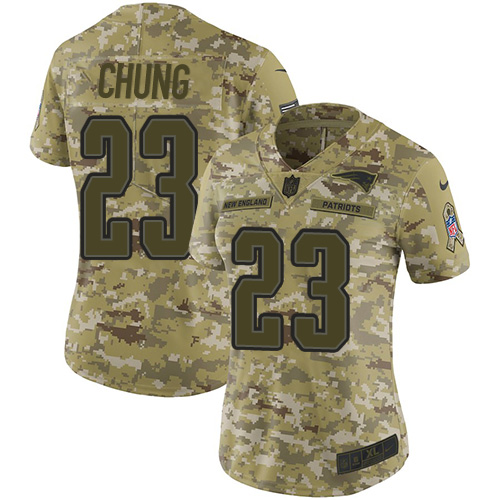 New England Patriots #23 Patrick Chung Camo Women's Stitched Limited 2018 Salute to Service Jersey Womens