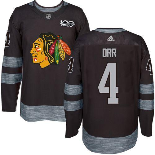 Adidas Chicago Blackhawks #4 Bobby Orr Black 1917-2017 100th Anniversary Stitched Jersey Men's