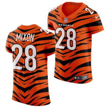 Bengals #28 Joe Mixon Men's 2021-22 Orange City Edition Elite Jersey