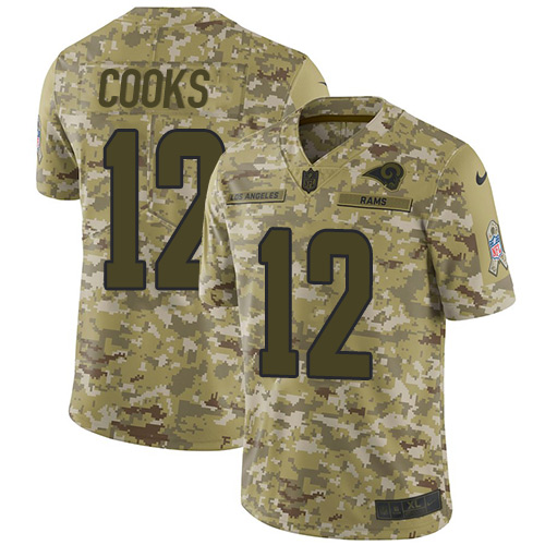 Los Angeles Rams #12 Brandin Cooks Camo Youth Stitched Limited 2018 Salute to Service Jersey Youth