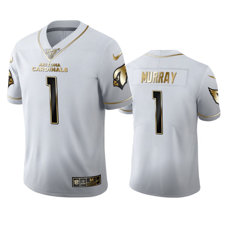 Arizona Cardinals #1 Kyler Murray Men's White Golden Edition Vapor Limited 100 Jersey