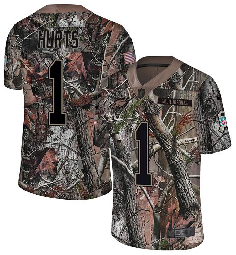 Eagles #1 Jalen Hurts Camo Youth Stitched Limited Rush Realtree Jersey