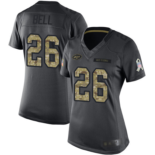 New York Jets #26 Le'Veon Bell Black Women's Stitched Limited 2016 Salute to Service Jersey Womens