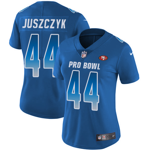 49ers #44 Kyle Juszczyk Royal Women's Stitched Limited NFC 2018 Pro Bowl Jersey