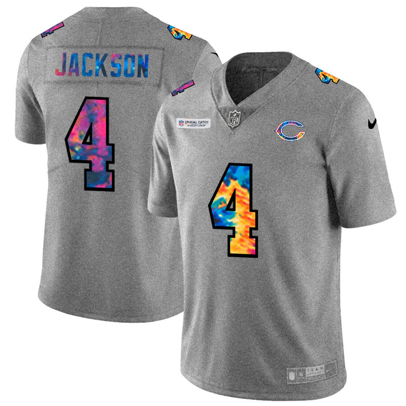 Chicago Bears #4 Eddie Jackson Men's Multi-Color 2020 Crucial Catch Jersey Greyheather