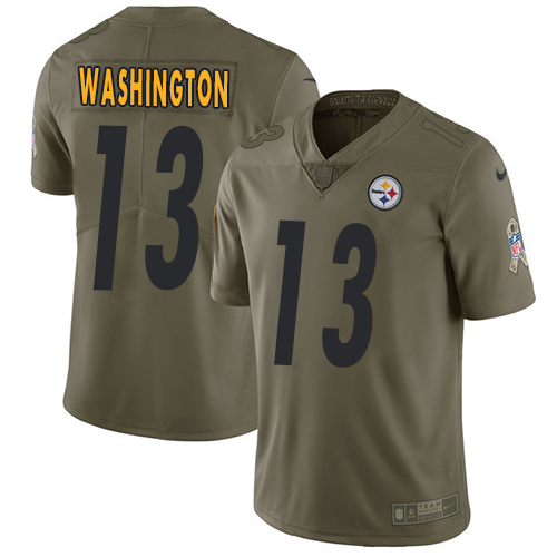 Pittsburgh Steelers #13 James Washington Olive Men's Stitched Limited 2017 Salute To Service Jersey Men's