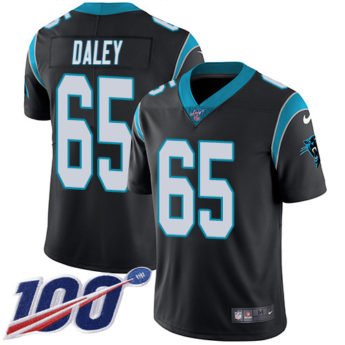 Carolina Panthers #65 Dennis Daley Black Team Color Men's Stitched 100th Season Vapor Untouchable Limited Jersey Men's