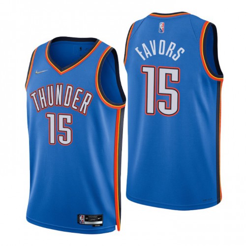 Oklahoma City Thunder #15 Derrick Favors Blue Mens 2021-22 75th Anniversary Diamond Swingman Jersey - Icon Edition Mens
