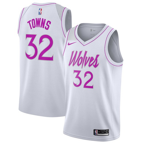Minnesota Timberwolves #32 Karl-Anthony Towns White Swingman Earned Edition Jersey Mens