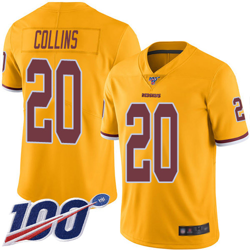Washington Commanders #20 Landon Collins Gold Men's Stitched Limited Rush 100th Season Jersey Men's