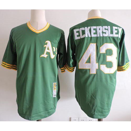 Mitchell And Ness 1989 Oakland Athletics #43 Dennis Eckersley Green Throwback Stitched Jersey Men's