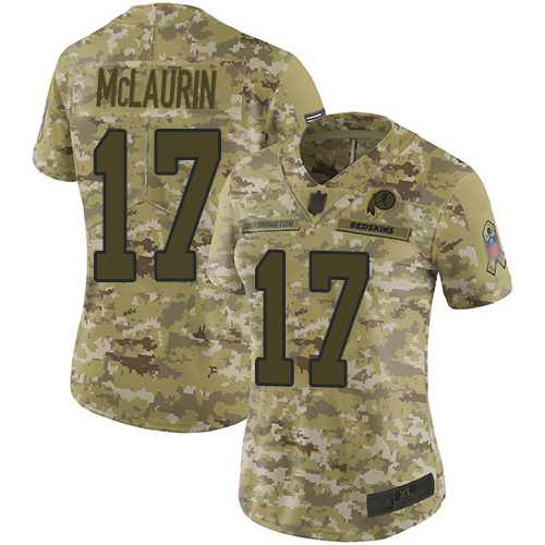 Commanders #17 Terry McLaurin Camo Women's Stitched Limited 2018 Salute To Service Jersey