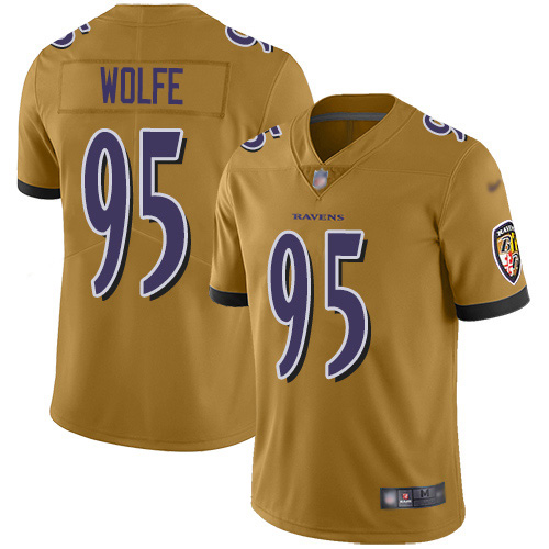 Baltimore Ravens #95 Derek Wolfe Gold Men's Stitched Limited Inverted Legend Jersey Men's
