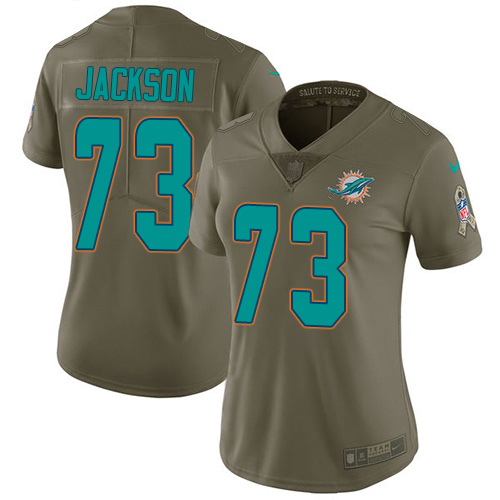 Miami Dolphins #73 Austin Jackson Olive Women's Stitched Limited 2017 Salute To Service Jersey Womens
