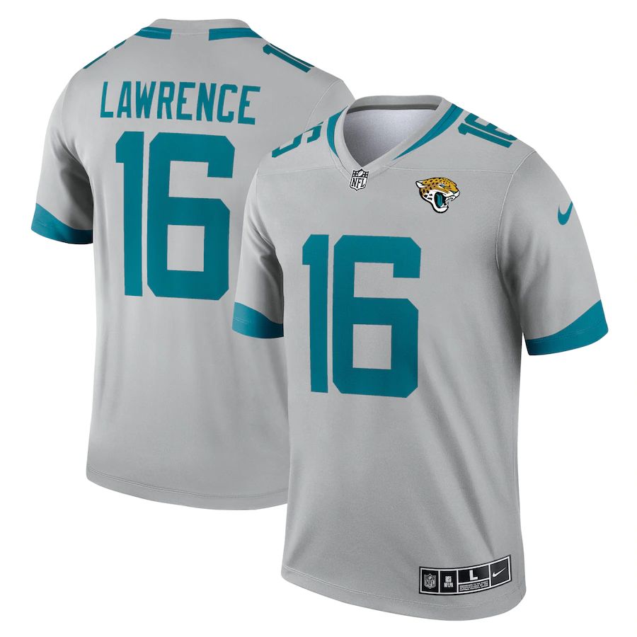 Jacksonville Jaguars #16 Trevor Lawrence Men's Silver Inverted Legend Jersey