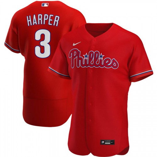 Philadelphia Philadelphia Phillies #3 Bryce Harper Men's Red Alternate 2020 Authentic Player Jersey Men's