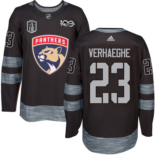 Adidas Panthers #23 Carter Verhaeghe Black 2023 Stanley Cup Final Patch 100th Anniversary Stitched Youth Jersey