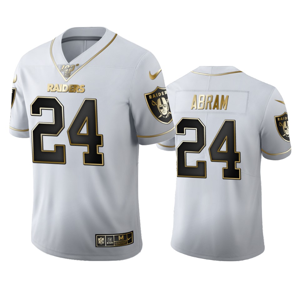 Las Vegas Raiders #24 Johnathan Abram Men's White Golden Edition Vapor Limited 100 Jersey