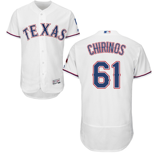 Texas Rangers #61 Robinson Chirinos White Flexbase Authentic Collection Stitched Jersey Men's
