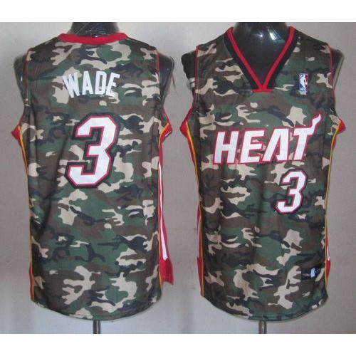 Miami Heat #3 Dwyane Wade Camo Stealth Collection Stitched Jersey Mens