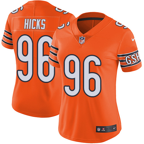 Chicago Bears #96 Akiem Hicks Orange Women's Stitched Limited Rush Jersey Womens