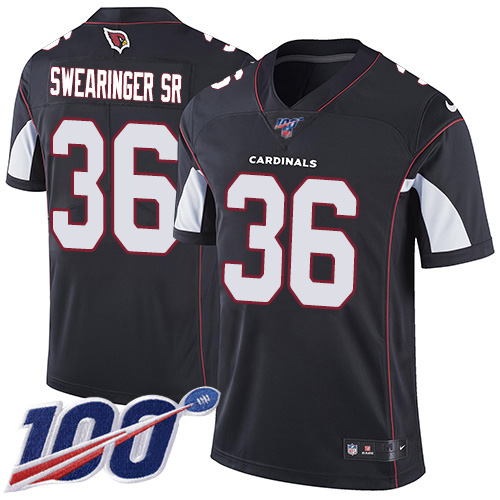 Arizona Cardinals #36 D.J. Swearinger Sr. Black Alternate Men's Stitched 100th Season Vapor Limited Jersey Men's