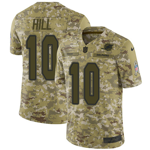 Dolphins #10 Tyreek Hill Camo Men's Stitched Limited 2018 Salute To Service Jersey